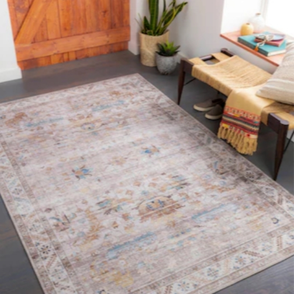 Iris Light Brown Oriental Washable Rug